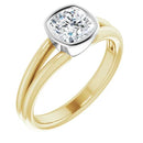 18ct Yellow & White Gold 2 Tone Cushion cut Lab Grown Diamond Ring