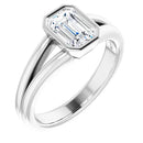 18ct YG Solitaire Emerald cut Lab Grown Diamond Ring