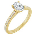 18ct Yellow Gold - Oval & Round cut Lab Grown Accented Diamond Ring