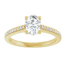 18ct Yellow Gold - Oval & Round cut Lab Grown Accented Diamond Ring