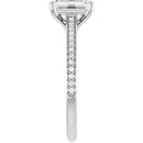 18ct White Gold - Emerald & Round cut Lab Grown Accented Diamond Ring