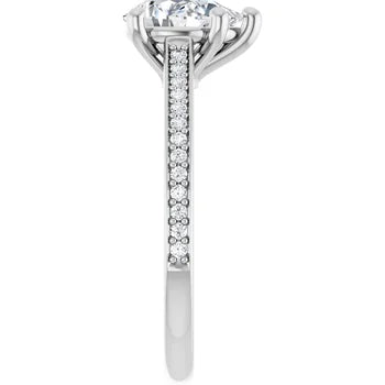 18ct YG Pear & Round cut Lab Grown Accented Diamond Ring