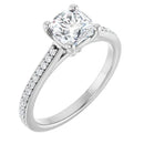 18ct White Gold - Cushion cut Lab Grown Accented Diamond Ring