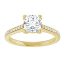 18ct White Gold - Cushion cut Lab Grown Accented Diamond Ring