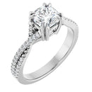 18ct White Gold - Cushion & Round cut Lab Grown Accented Diamond Ring