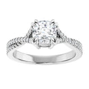 18ct White Gold - Cushion & Round cut Lab Grown Accented Diamond Ring