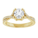 18ct White Gold - Cushion & Round cut Lab Grown Accented Diamond Ring