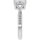 18ct White Gold - Emerald & Round cut Lab Grown Accented Diamond Ring