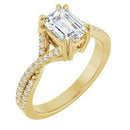 18ct White Gold - Emerald & Round cut Lab Grown Accented Diamond Ring