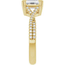 18ct White Gold - Emerald & Round cut Lab Grown Accented Diamond Ring