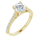 18ct Yellow Gold - Round cut Lab Grown Accented Diamond Ring