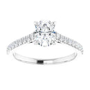 18ct White Gold - Oval & Round cut Lab Grown Accented Diamond Ring
