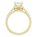 18ct Yellow Gold - Emerald & Round Lab Grown Accented Diamond Ring