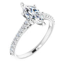 18ct White Gold - Marquise & Round cut Lab Grown Accented Diamond Ring