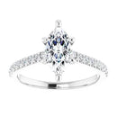 18ct White Gold - Marquise & Round cut Lab Grown Accented Diamond Ring
