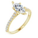 18ct White Gold - Marquise & Round cut Lab Grown Accented Diamond Ring