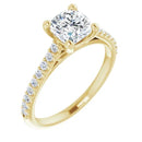 18ct Yellow Gold - Cushion & Round cut Lab Grown Accented Diamond Ring