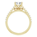 18ct Yellow Gold - Cushion & Round cut Lab Grown Accented Diamond Ring