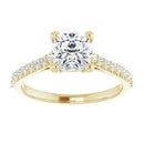 18ct Yellow Gold - Cushion & Round cut Lab Grown Accented Diamond Ring