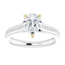 18ct Yellow Gold - Pear & Round cut Lab Grown Accented Diamond Ring