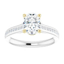 18ct White Gold - Oval & Round cut Lab Grown Accented Diamond Ring