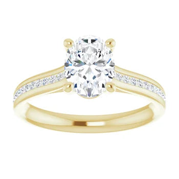 18ct WG Oval & Round cut Lab Grown Accented Diamond Ring