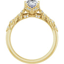 18ct Yellow Gold - Oval & Round cut Lab Grown Accented Diamond Ring