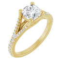 18ct Yellow Gold - Cushion & Round cut Lab Grown Accented Diamond Ring