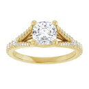 18ct Yellow Gold - Cushion & Round cut Lab Grown Accented Diamond Ring