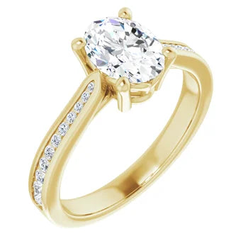 18ct YG Oval & Round cut Lab Grown Accented Diamond Ring
