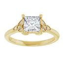 18ct Yellow Gold - Princess & Round cut Lab Grown Accented Diamond Ring