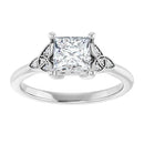 18ct Yellow Gold - Princess & Round cut Lab Grown Accented Diamond Ring