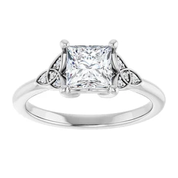 18ct YG Princess & Round cut Lab Grown Accented Diamond Ring