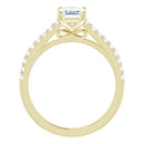 18ct White Gold - Emerald & Round cut Lab Grown  Diamond Accented Ring