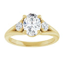 18ct YG Oval & Round cut Trilogy Lab Grown Diamond Ring