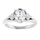 18ct YG Oval & Round cut Trilogy Lab Grown Diamond Ring