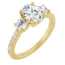 18ct YG Oval & Round cut Trilogy Lab Grown Diamond Ring