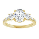18ct YG Oval & Round cut Trilogy Lab Grown Diamond Ring