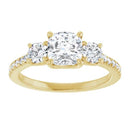 18ct WG Cushion & Round cut Trilogy Lab Grown Diamond Ring