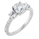 18ct WG Cushion & Round cut Trilogy Lab Grown Diamond Ring