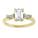 18ct YG Emerald cut Trilogy Lab Grown Diamond Ring