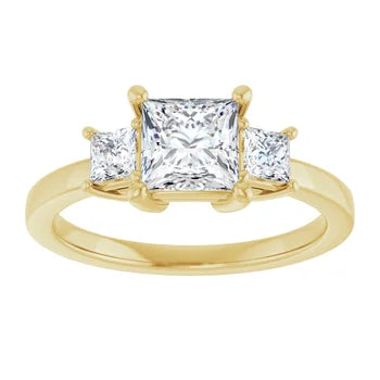 18ct YG Princess cut Trilogy Lab Grown Diamond Ring