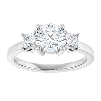18ct WG Round & Princess cut Trilogy Lab Grown Diamond Ring
