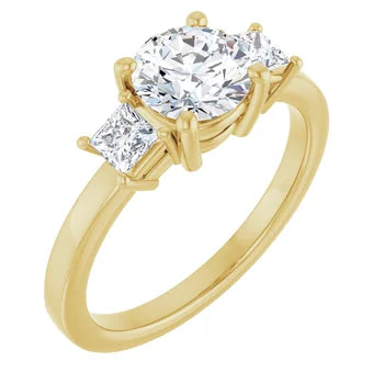 18ct WG Round & Princess cut Trilogy Lab Grown Diamond Ring