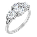 18ct YG Oval & Round cut Trilogy Lab Grown  Diamond Ring