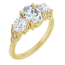18ct YG Oval & Round cut Trilogy Lab Grown  Diamond Ring