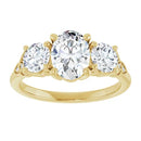 18ct YG Oval & Round cut Trilogy Lab Grown  Diamond Ring