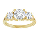 18ct WG Cushion & Round cut Trilogy Lab Grown Diamond Ring