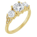 18ct WG Cushion & Round cut Trilogy Lab Grown Diamond Ring