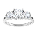18ct WG Cushion & Round cut Trilogy Lab Grown Diamond Ring